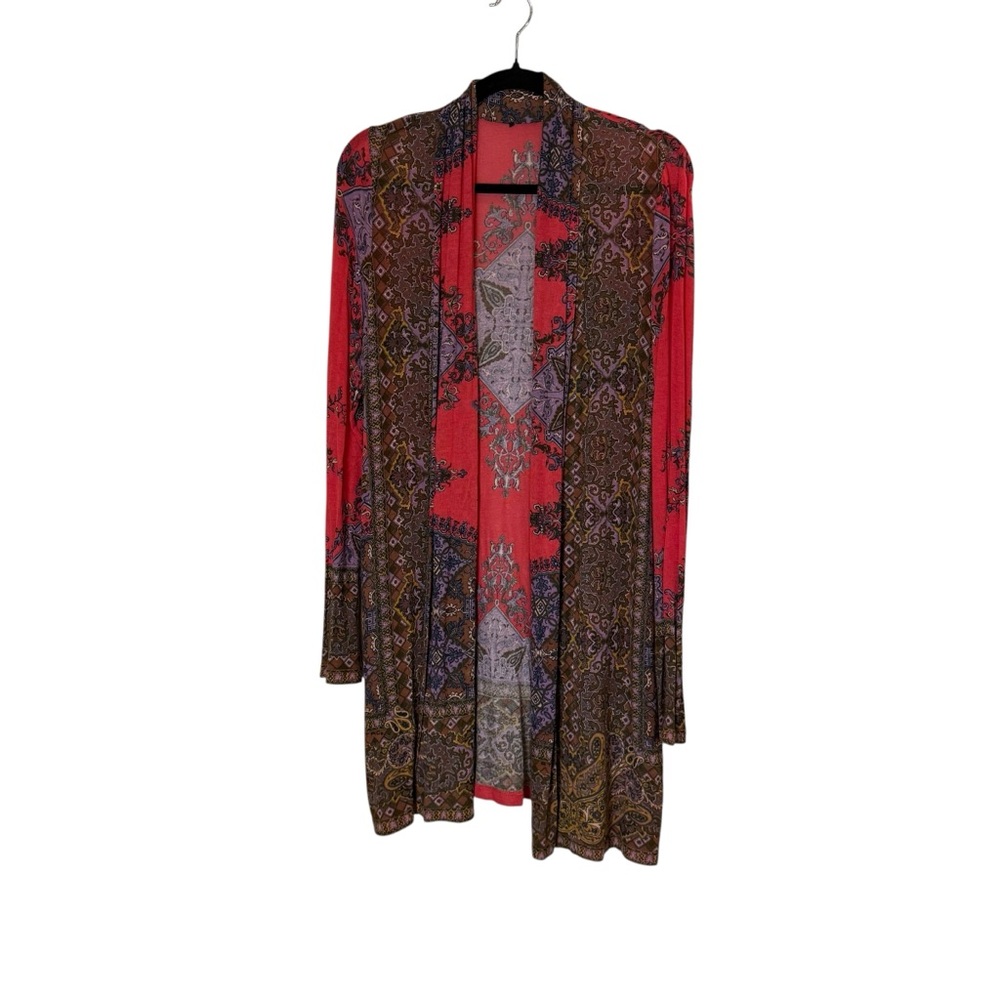 Etro Italy Womens Multicolor Paisley Patterned Open Long Sleeve Cardigan Sz L